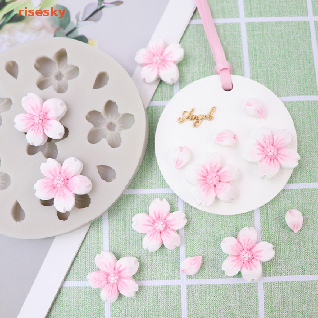 1 Khuôn Silicone Tạo Hình Hoa Anh Đào 6 Lỗ Trang Trí Bánh DIY