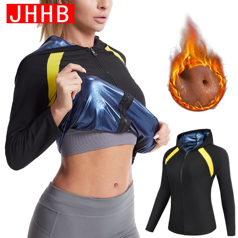 Xông Hơi Áo Khoác Tay Dài Có Dây Kéo Giúp Giảm Cân Cho Nữ