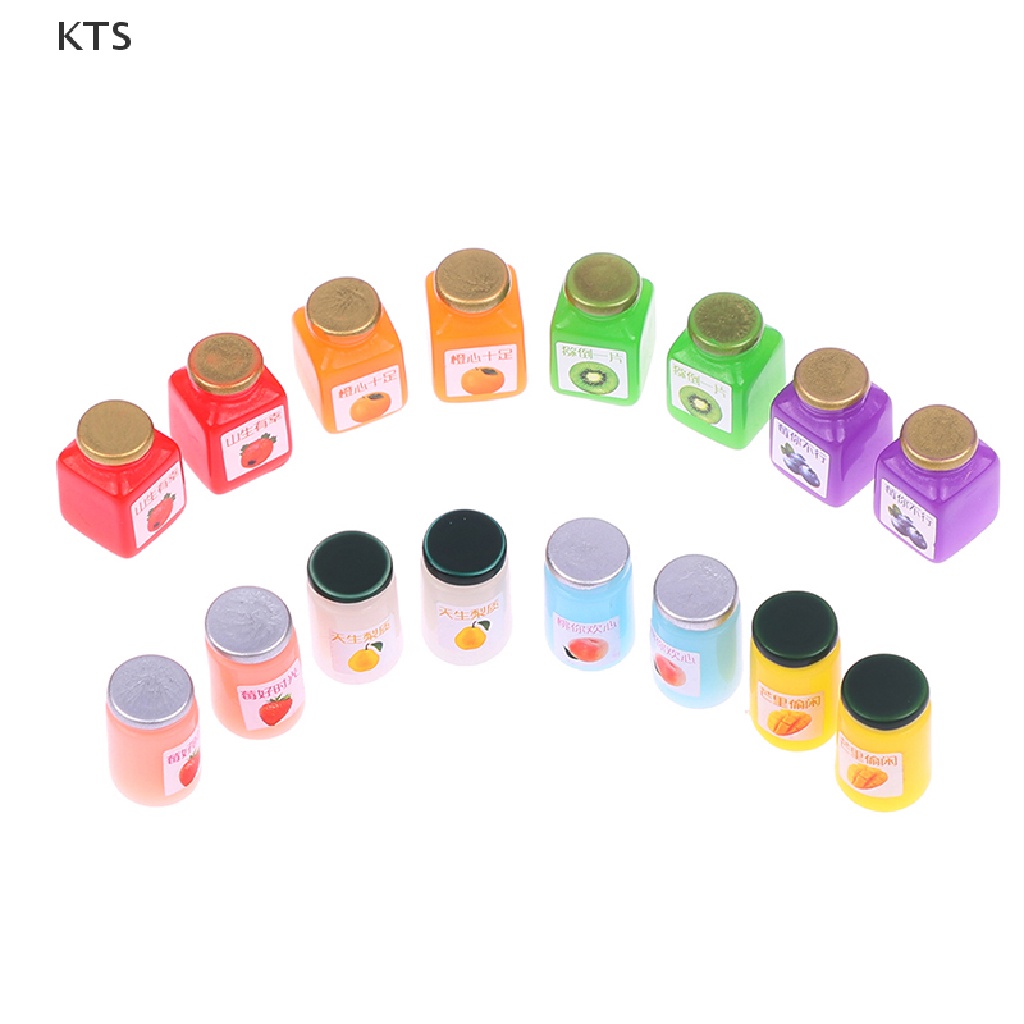 KTS 8pcs 1:12 Miniatures Dollhouse Jams Furniture Miniature Kitchen Doll House KT
