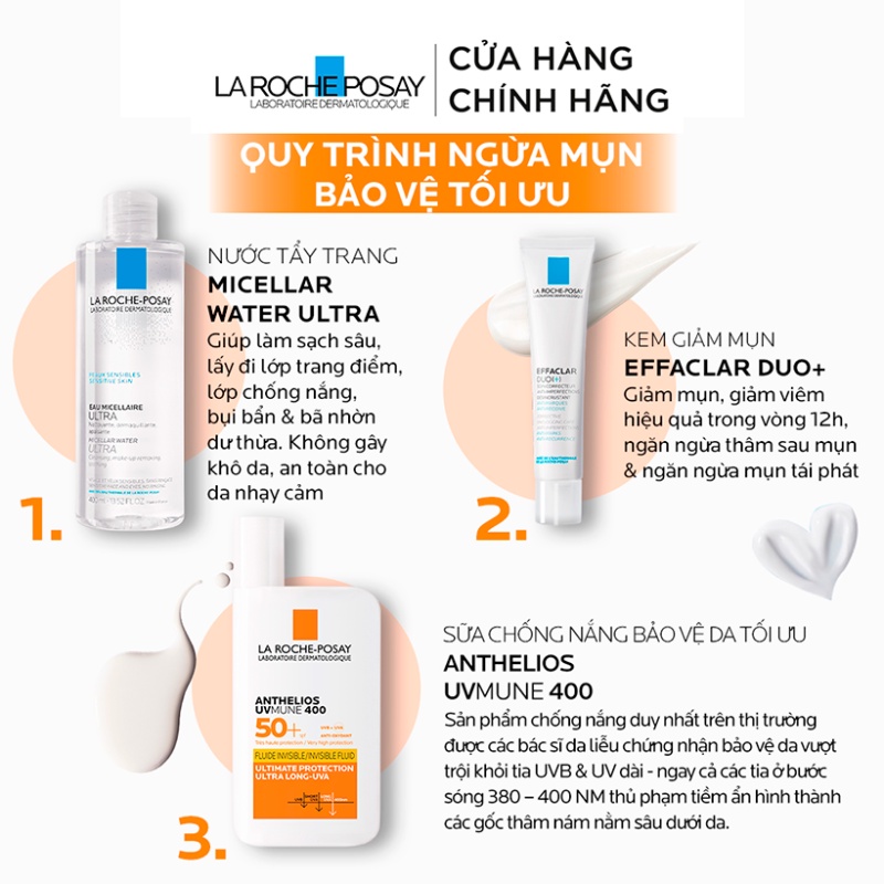 Bộ đôi kem chống nắng bảo vệ da khỏi tia UVA dài và UVB La Roche-Posay Anthelios UV Mune 400 50ml