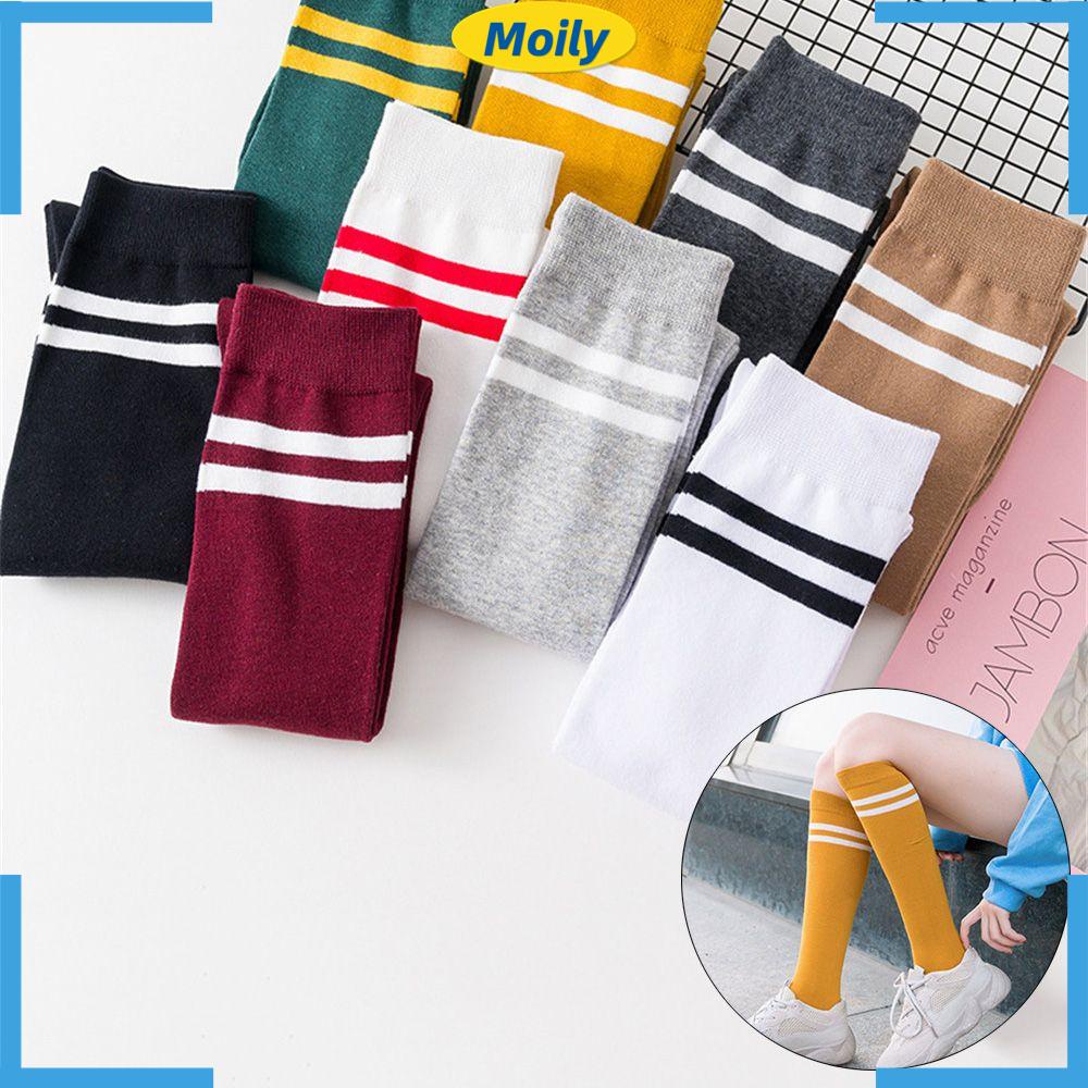 Vớ Cotton Dệt Kim Dài Qua Gối Kẻ Sọc Nhiều Màu Sắc Thời Trang Cho Nữ