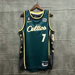 2022-23 Nam Nba Boston Celtics Mới #7 Jaylen Brown City Edition Jersey Màu xanh lá cây ép nhiệt