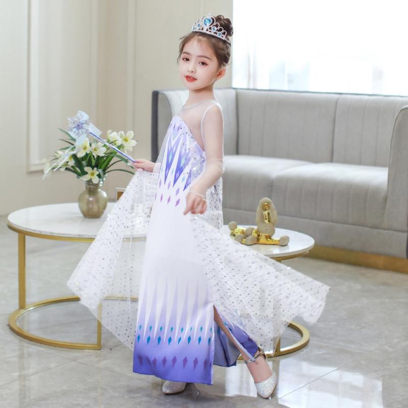 Đầm Công Chúa Elsa Kèm Tóc Giả Cho Bé Gái