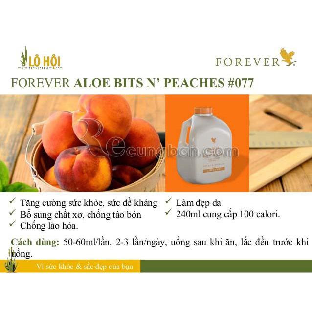Nước Lô Hội, Nước Ép Quả Đào Aloe Bits N' Peaches #077Flp. 1 lít. Sản Phẩm Lô Hội
