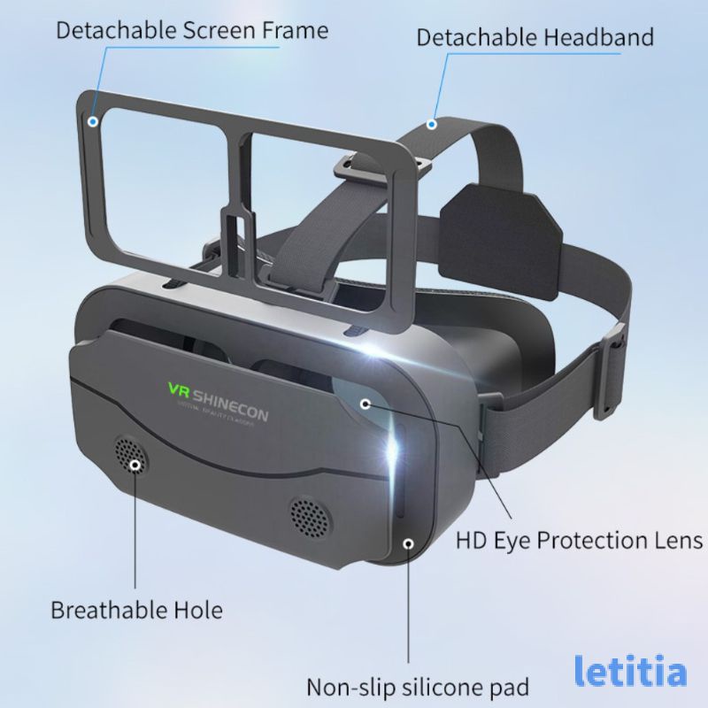 Kính VR Tai Nghe Thực Tế Ảo Thiết Bị 3D Kính Bảo Hiểm Kính Viễn Vọng Ống Kính Thông Minh Cho Điện Thoại Thông Minh Kết Hợp Xem Phim Và Chơi Game [Letitia]