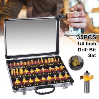 BỘ 35 MŨI PHAY GỖ CAO CẤP CỐT 6.35MM