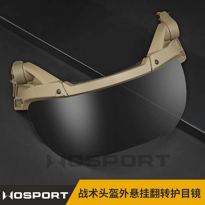 Tactical Helmet Flip Goggles Hunting External Suspension Helmet Waterproof Eye Protection Goggles Anti-fog Glass Mirror Transparent PC Material Lens