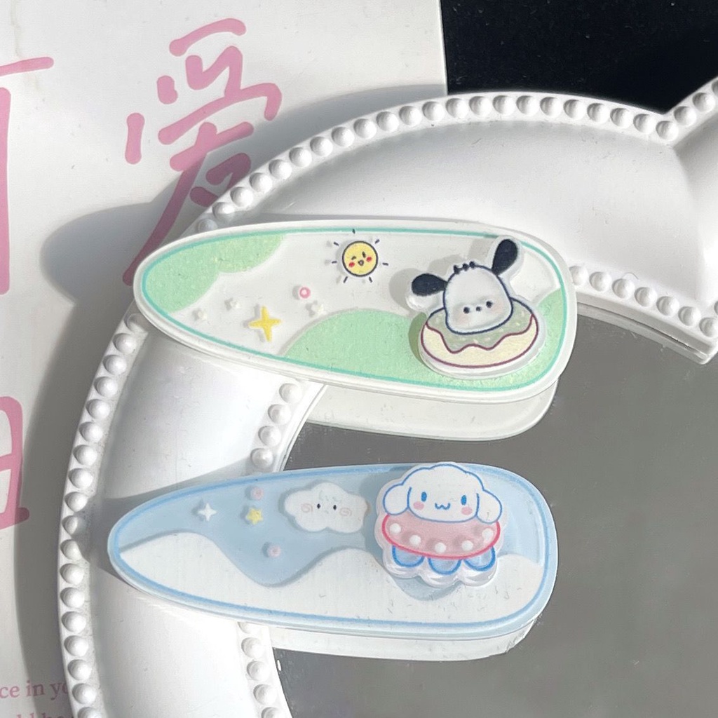 Kẹp Tóc Hình Sanrio Purin Kuromi Cinnamon Hello Kitty Thời Trang Ngọt Ngào Cá Tính Dành Cho Bạn Nữ