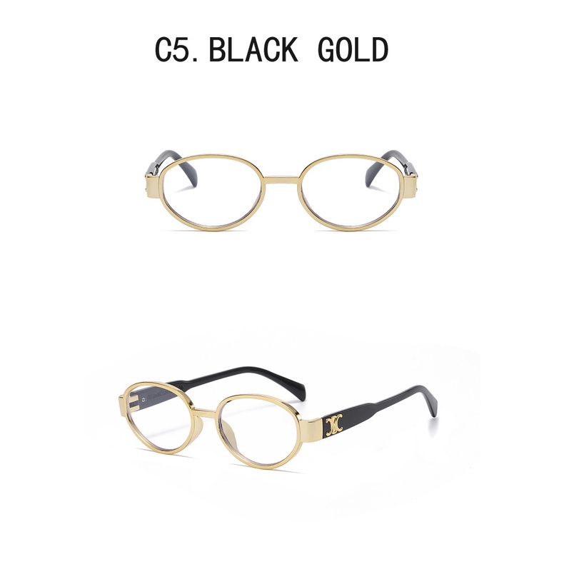 Kính Mát Hình Oval Gọng Kim Loại Chống Tia UV400 Thời Trang Cho Nữ