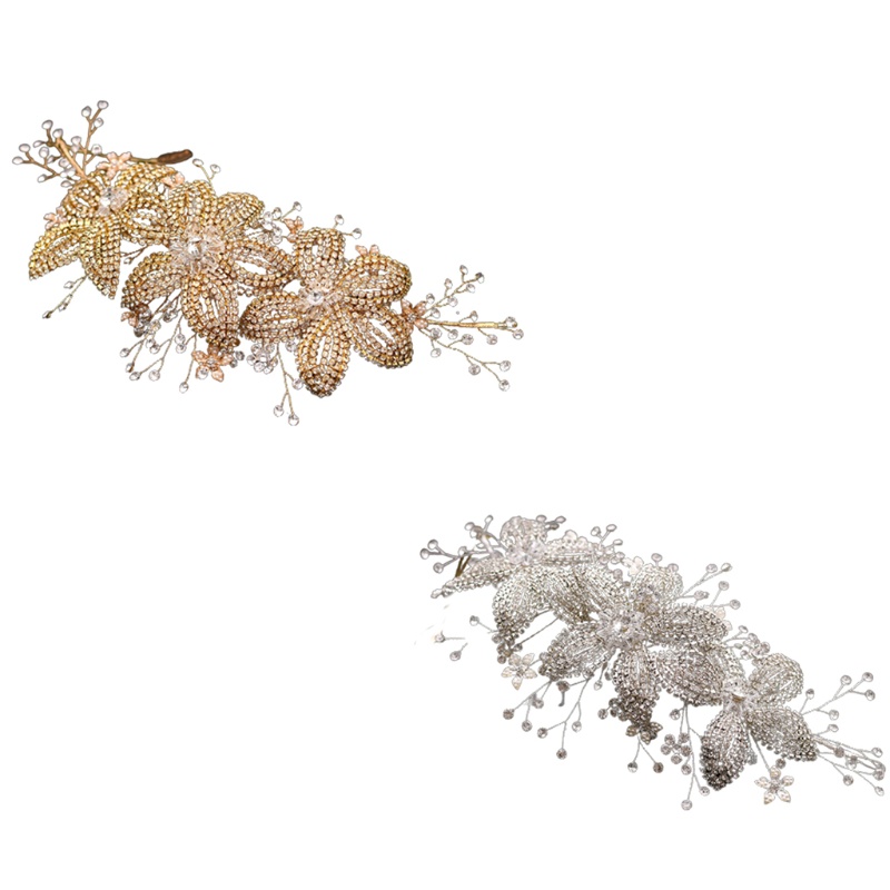 Băng Đô Cài Tóc Đính Pha Lê Hình Hoa Dành Cho Cô Dâu