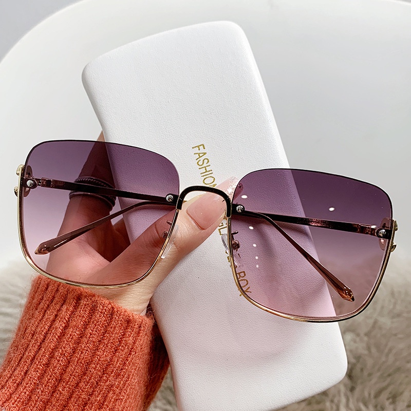 Kính Mát Nửa Gọng Kim Loại Phong Cách Retro Thời Trang Cho Nữ