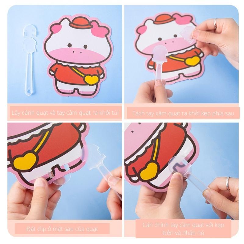 Quạt cầm tay mini hoạt hình tiện lợi  dễ thương nhiều màu - Hally shop