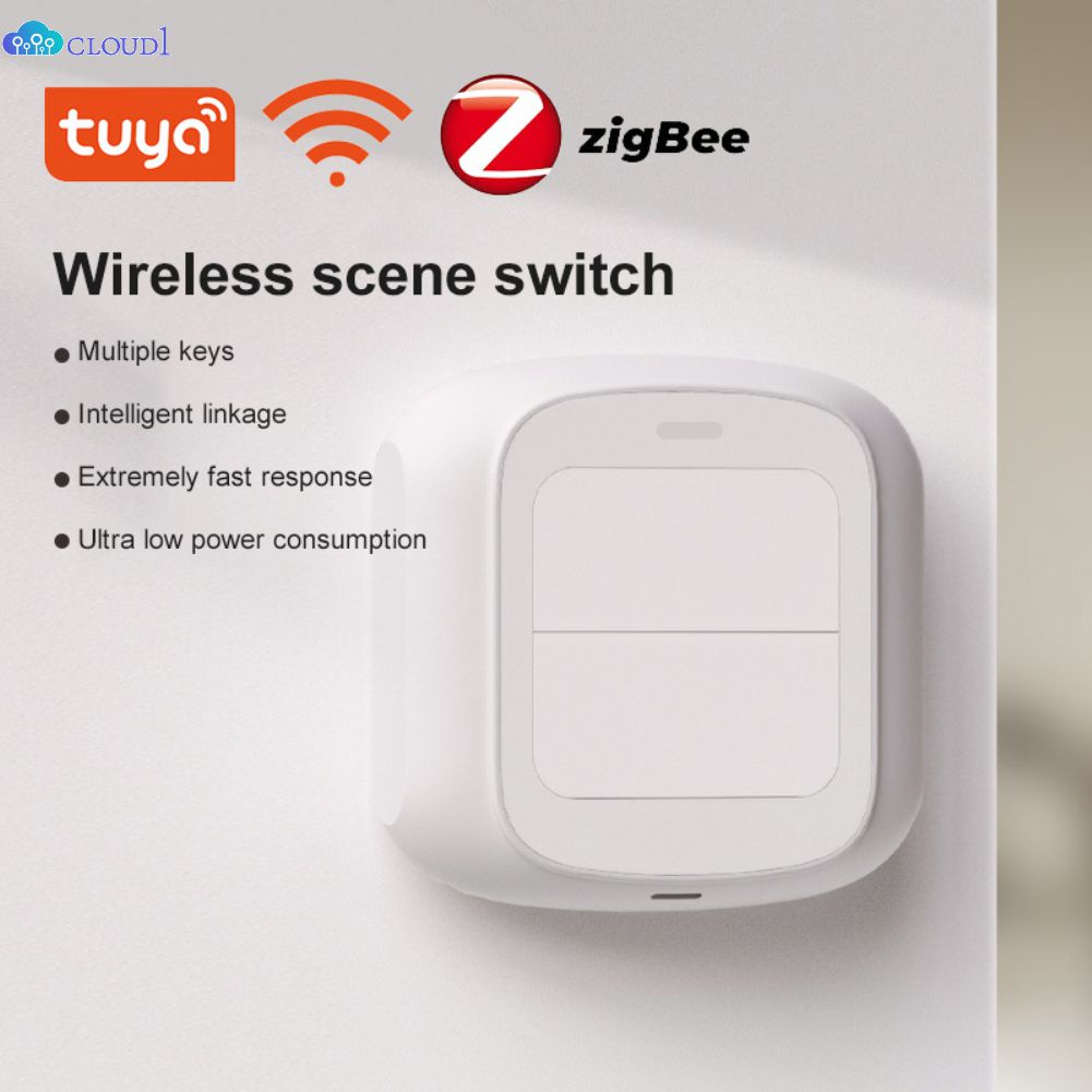 Công Tắc Nút Nhấn 6 Cảnh Zigbee Wifi/Không Dây 2 Gang Tuya Kịch Bản Tự Động Điều Khiển Chạy Bằng Pin Cho Thiết Bị Tuya 2022 Cloud1
