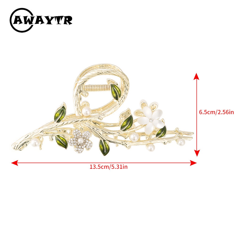 Kẹp tóc hình hoa đính đá mặt trăng 13.5cm xinh xắn cho nữ