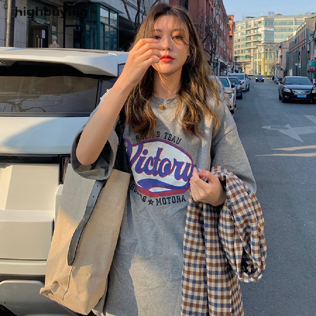 Áo Thun Nữ Tay Ngắn In Chữ Phong Cách Retro