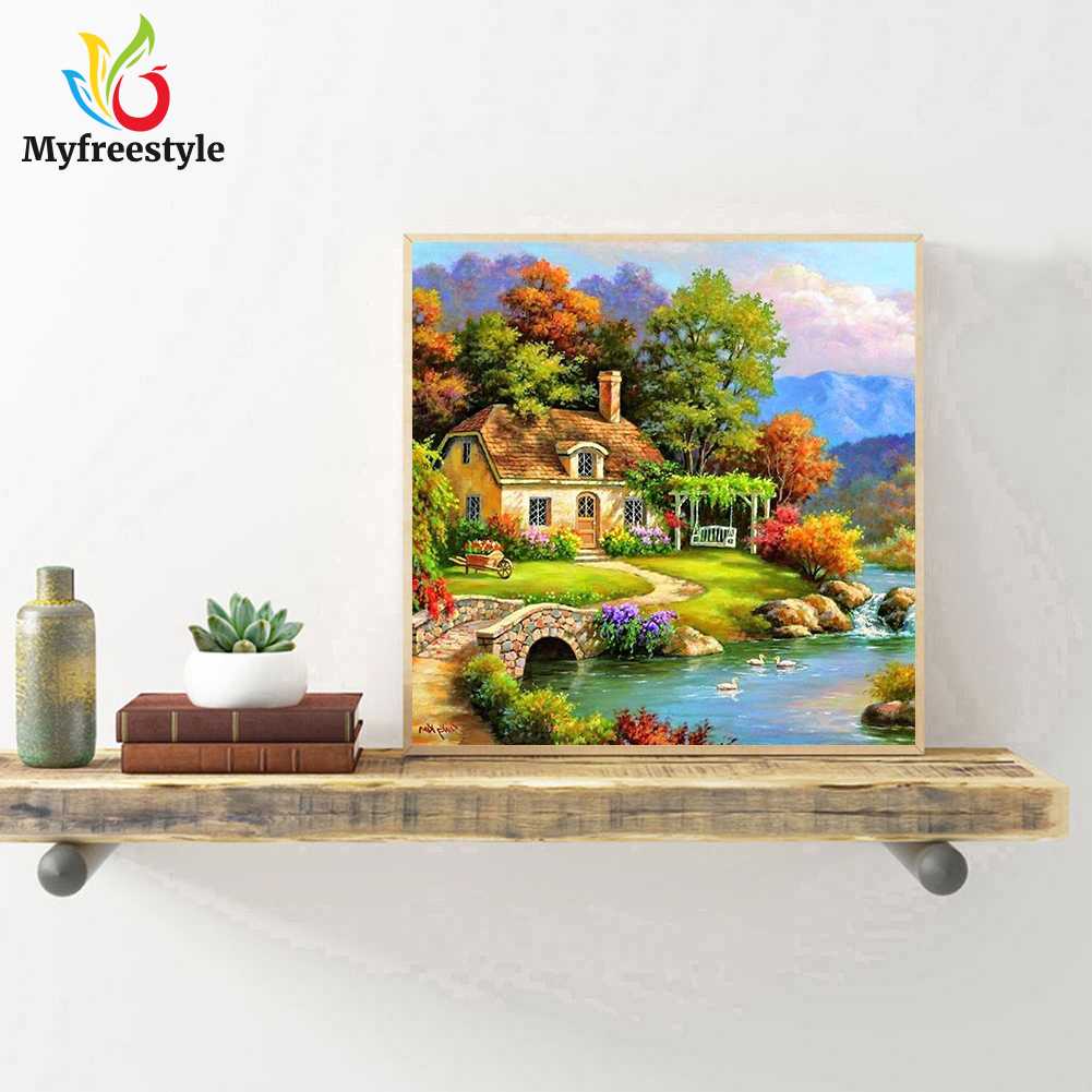 30 X 30cm Tranh Đính Đá Kim Cương Toàn Bộ 5D Diy Hình Vẽ Làng Quê Thư Giãn