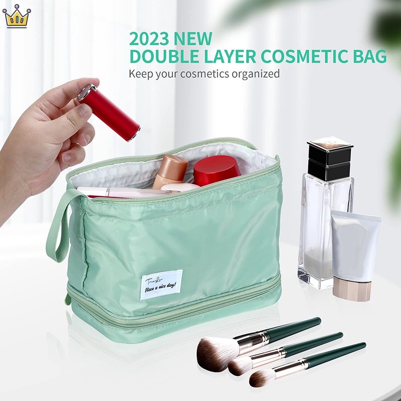 Túi Đựng Đồ Trang Điểm Hai Lớp Có Khóa Kéo Màu Hồng (Màu Hồng) Cỡ Vừa / Mang Đi Du Lịch Cho Nữ Jp5