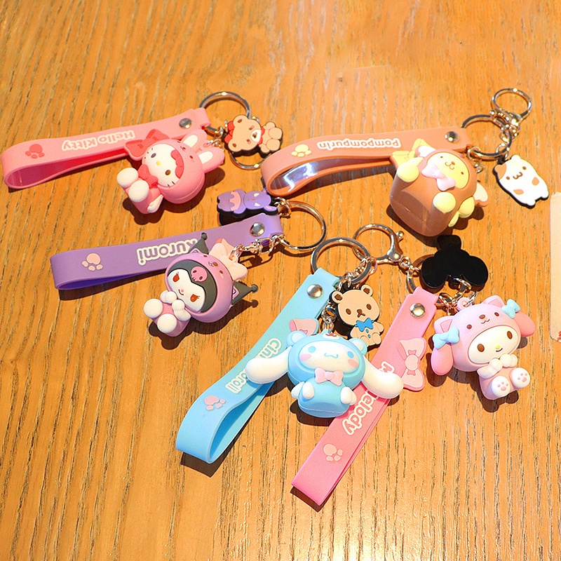 Móc Khóa Hình Búp Bê Sanrio Kitty Melody Kuromi Cinnamoroll Dễ Thương