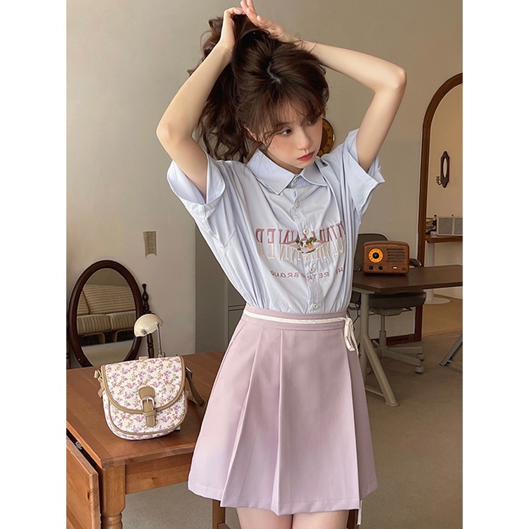 SUXI Áo Sơ Mi Ngắn Tay Thêu Họa Tiết Thời Trang Dành Cho Nữ