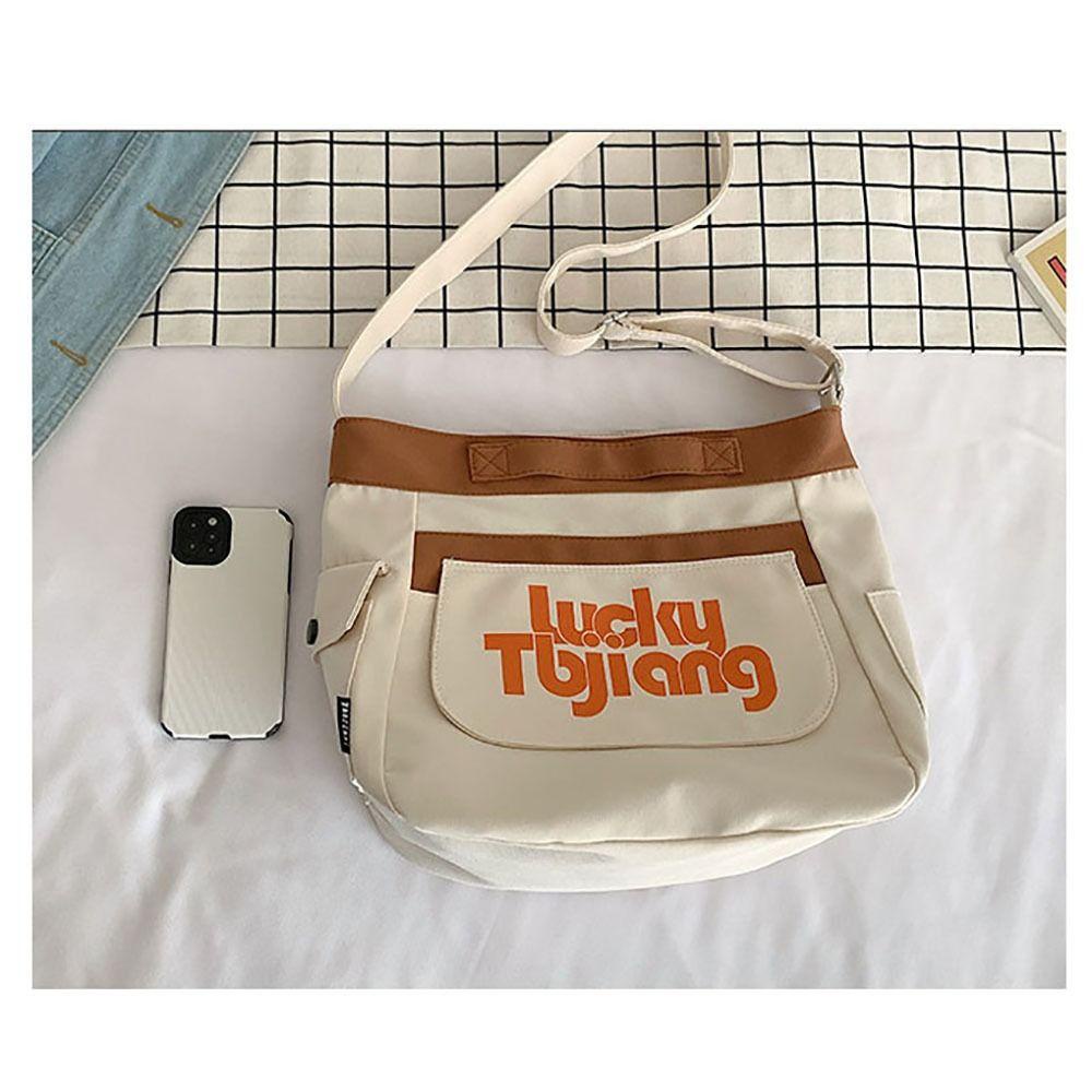 Túi Vải Canvas Đeo Chéo Cỡ Lớn In Họa Tiết Thời Trang Cho Nữ