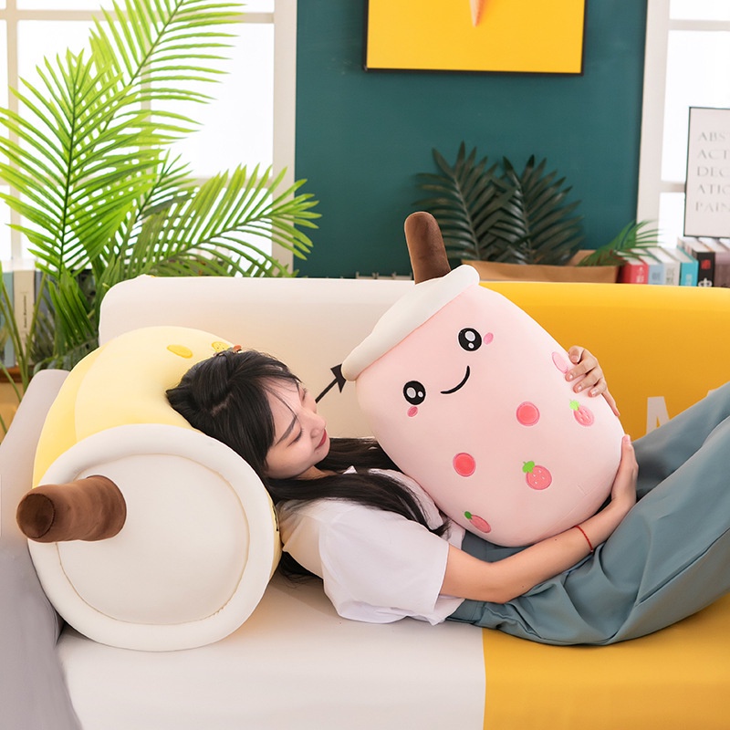 Gối Ôm Nhồi Bông Hình Ly Trà Sữa Dễ Thương Cho Bé