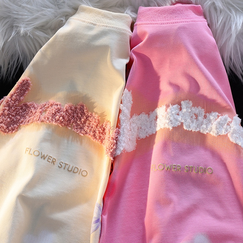 Áo Thun Tay Ngắn 100% cotton 200g In Họa Tiết Mới + Khăn Thêu Cho Nữ