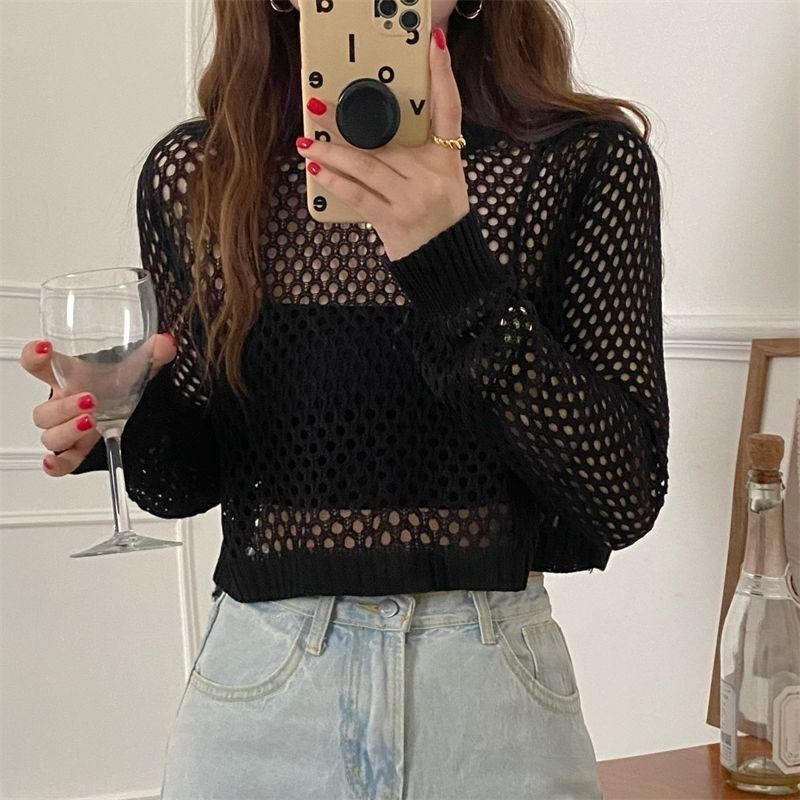 Áo Dệt Kim Mùa Hè 2023 Áo Blouse Khoét Lỗ Mới