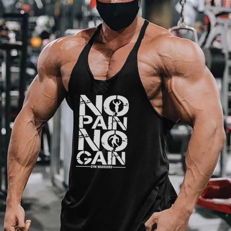 Áo Thun Cotton Sát Nách Siêu Nhẹ Dáng Rộng In Chữ No Pain No Gain Tập Gym Thời Trang Mùa Hè Cho Nam