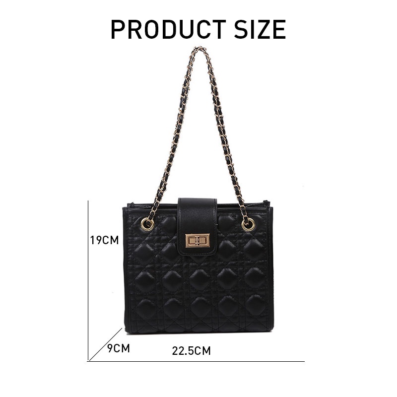 Túi Tote Đeo Vai Sức Chứa Lớn Thêu Họa Tiết Hình Thoi Phong Cách Hàn Quốc Thời Trang Mới