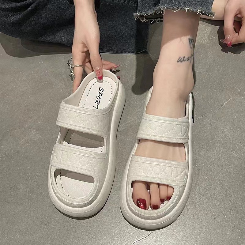 Prowow❤Dép Quai Ngang Một Mặt Đế Dày Thoải Mái Thời Trang Đi Biển Cho Nữ