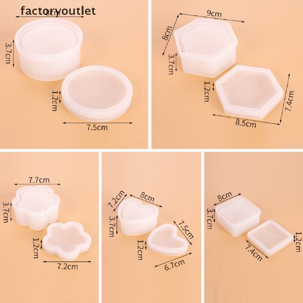 Khuôn Silicone Làm Hộp Trang Sức Hình Trái Tim Lục Giác DIY