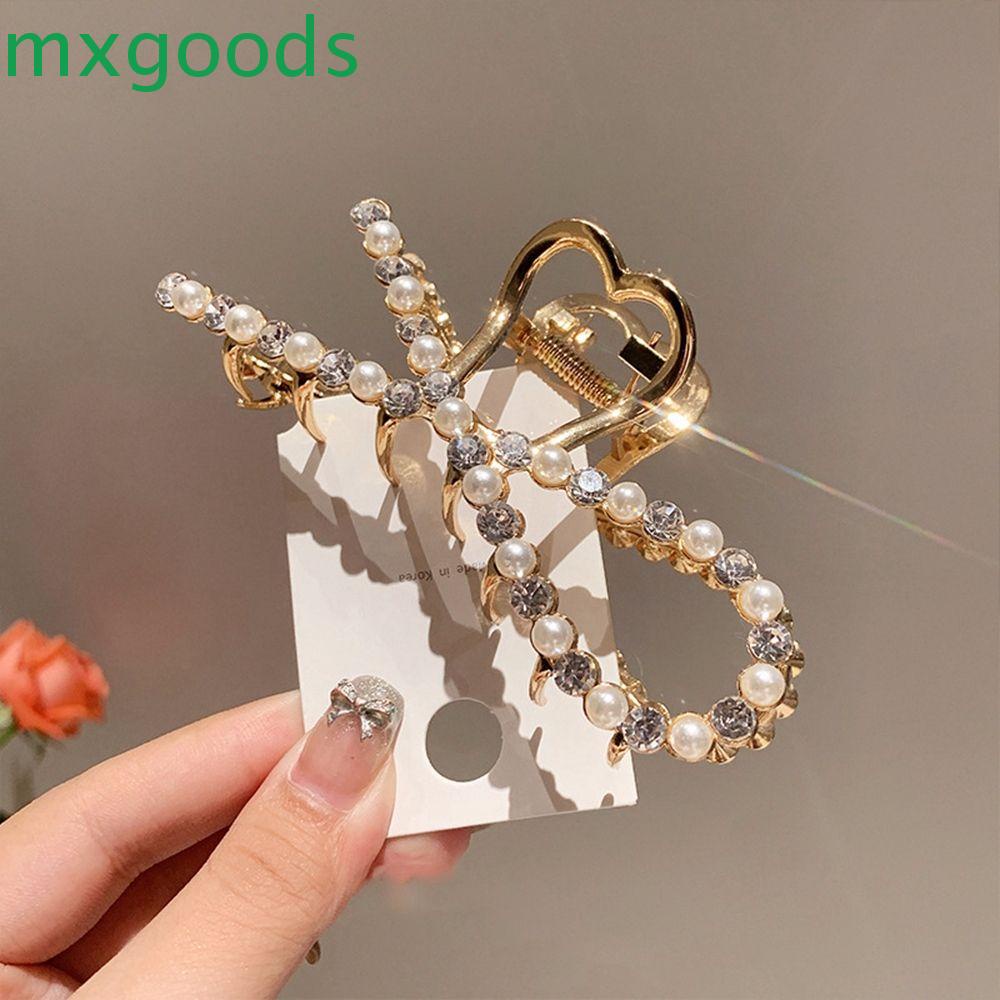 Kẹp bấu tóc hình nơ đính ngọc trai đơn giản phong cách Hàn Quốc cho nữ