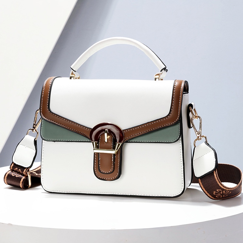 Túi Đeo Chéo Hình Vuông Cỡ Nhỏ Màu Tương Phản Thời Trang Cao Cấp Cho Nữ