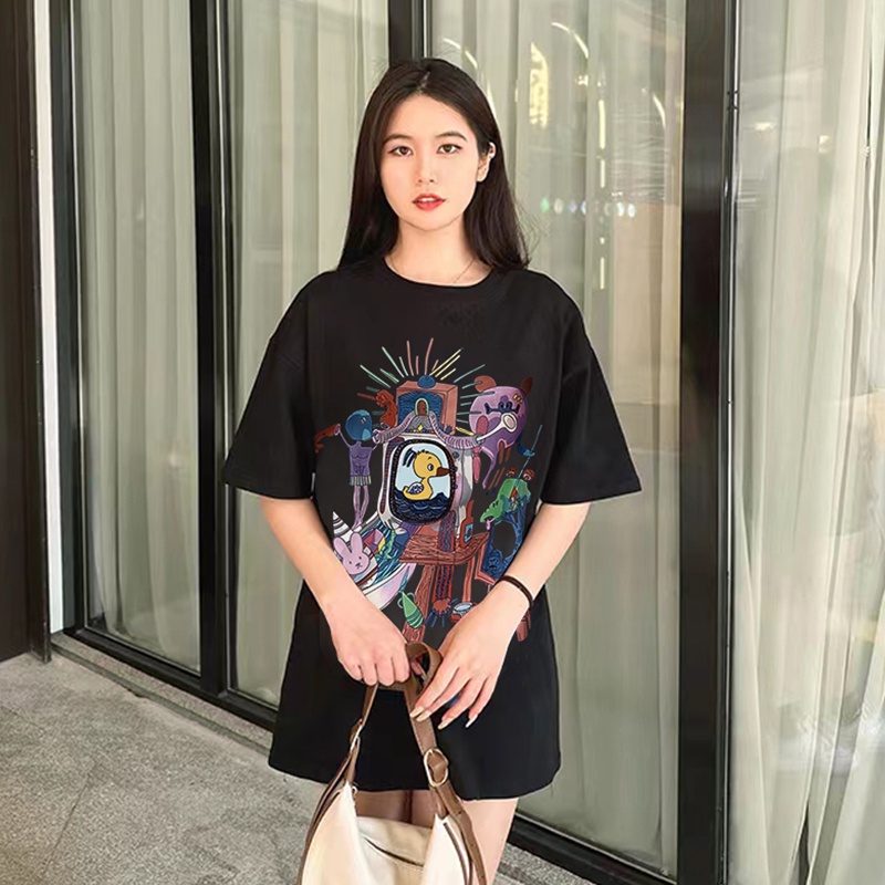 Áo thun NRVP 100% cotton ngắn tay dáng rộng phong cách Hàn Quốc dành cho nữ