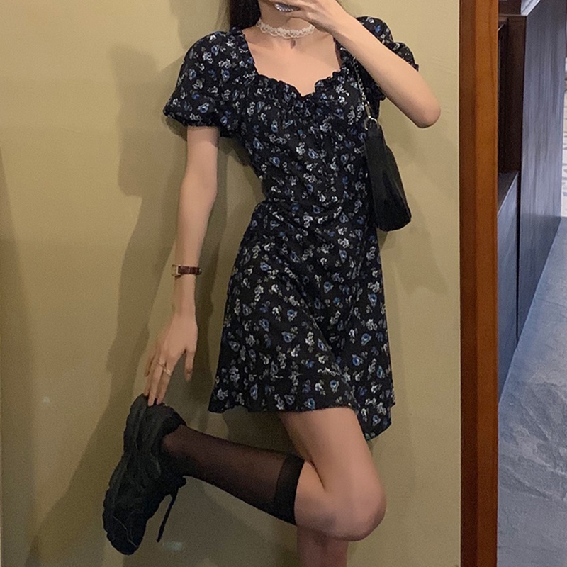 IELGY   Đầm Cổ Vuông Phong Cách Cá Tính Cho Nữ