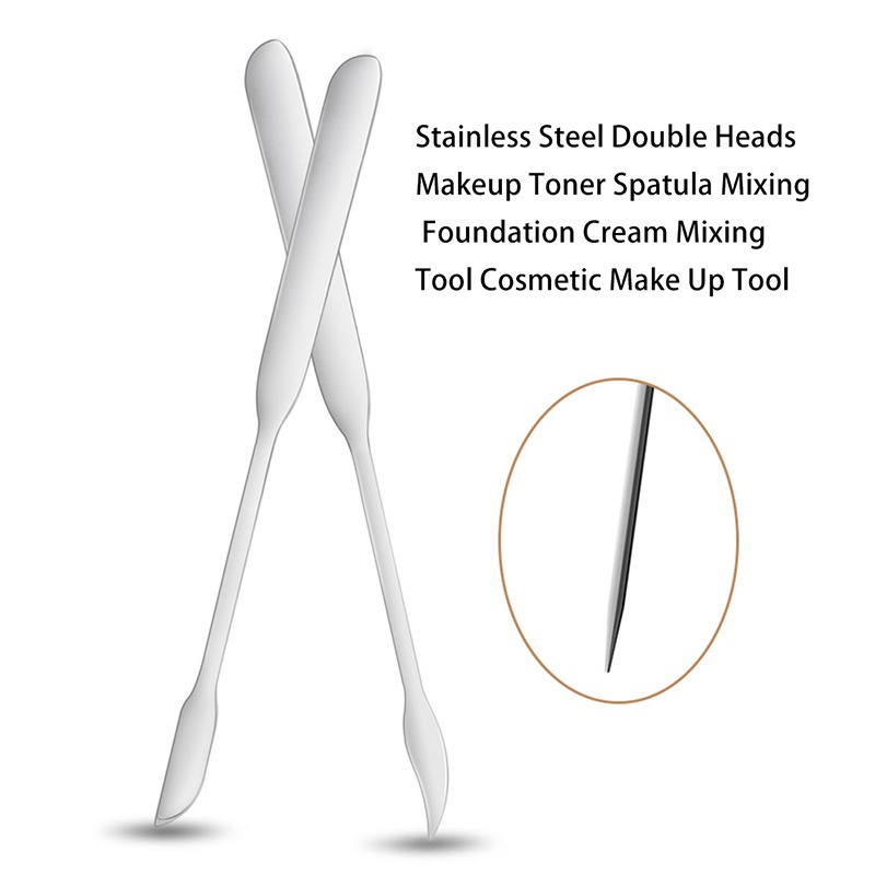 Muỗng Trộn Màu Trang Điểm Bằng Thép Không Gỉ Hai Đầu Tiện Dụng