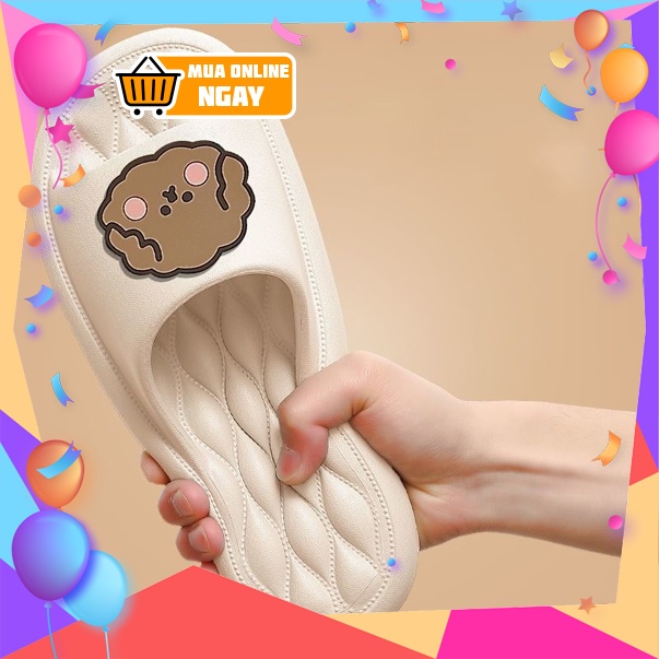 Dép quai ngang đi trong nhà, văn phòng, dép bánh mì êm, nhẹ, hình gấu, thỏ xinh xắn Happy Home 1977