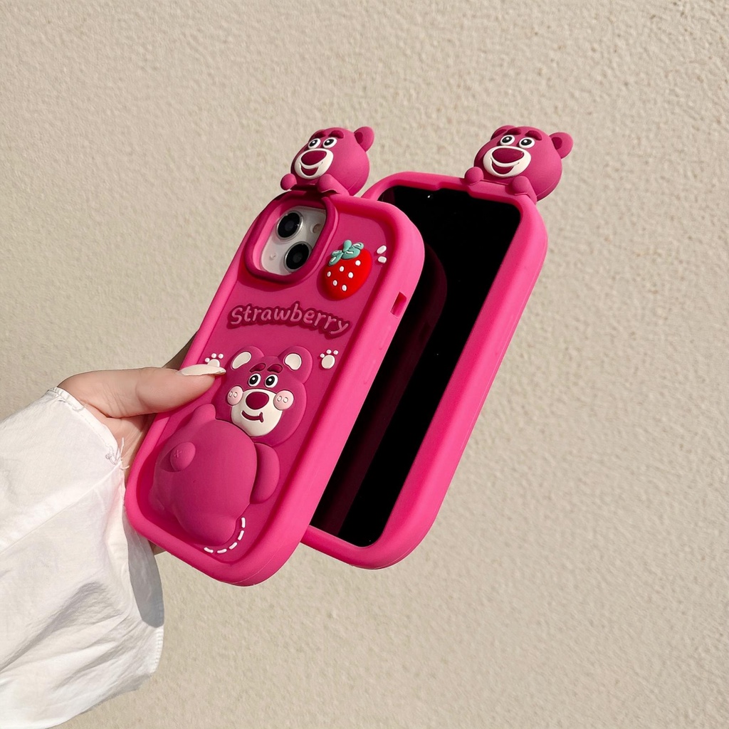 Ốp Điện Thoại Silicon TPU Mềm Hình Gấu 3D Bảo Vệ Toàn Diện Camera Chống Rơi Chống Sốc Cho iPhone 14 13 12 11 Pro Max