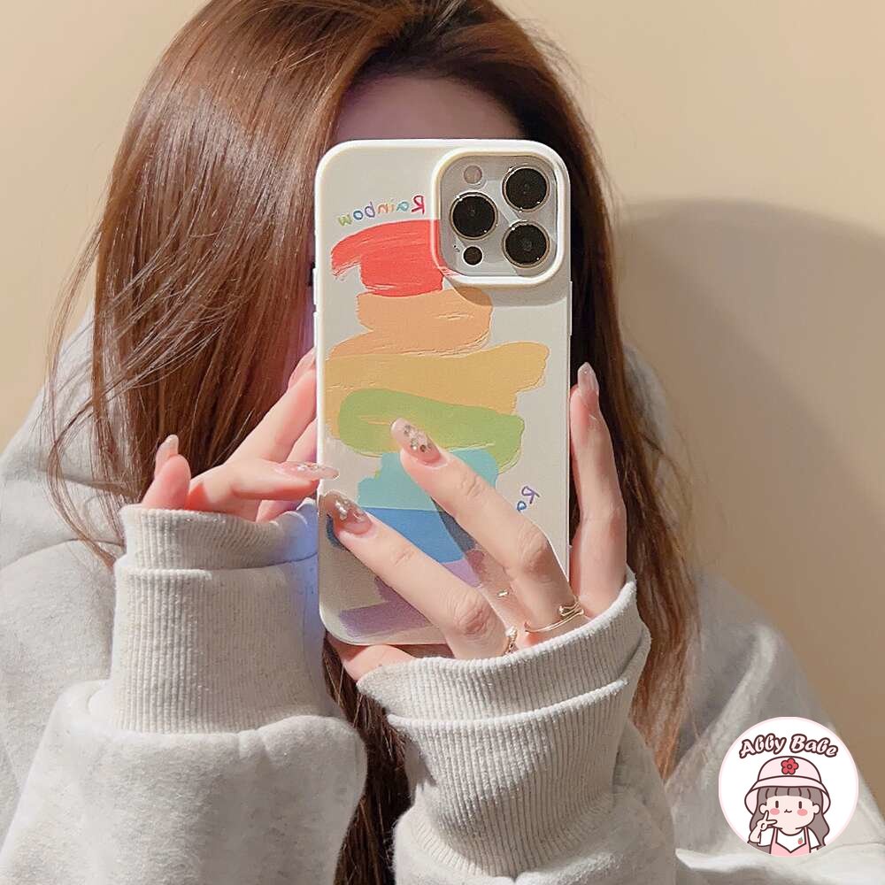 Ốp Điện Thoại TPU Mềm Bo Viền Chống Bụi Màu Cầu Vồng / Trắng Cho IPhone 14 Pro Max 13 12 11 Pro Max