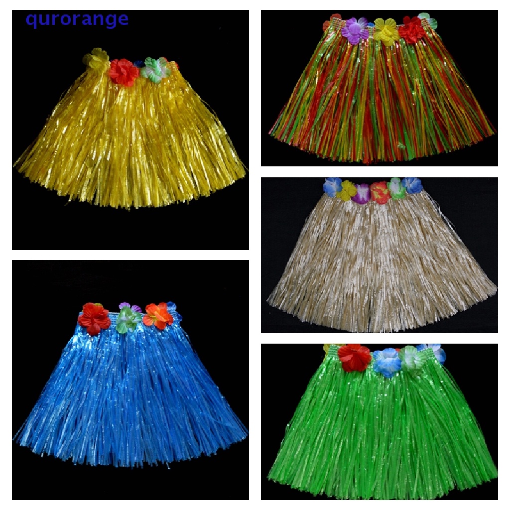 Qurorange 30cm Bộ Vòng Hoa Và Chân Váy Tua Rua Phong Cách Hawaii Cho Bé