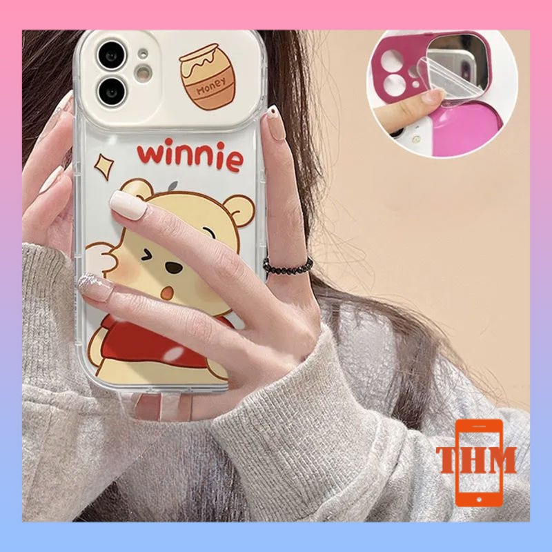 Ốp lưng iphone Camera Hoa Thỏ Hoa Chó Gấu Pooh giá đỡ dành cho phụ nữ gương lậ Cho Iphone 6 / 6S / 6splus / se / 7 / 7plus / 8 / 8plus / X / xs / xsmax / 11 / 12 / 13 / 14 / Plus / Pro / Pro Max-8004
