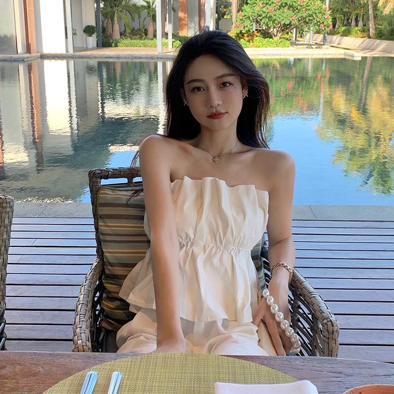 Áo Ống Màu Trắng Kiểu Hàn Quốc Thời Trang Mùa Hè Quyến Rũ Cho Nữ