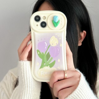 Ốp Điện Thoại Mềm Hình Hoa Tulip 3D Cho IPhone 11 12 13 14 Pro Max