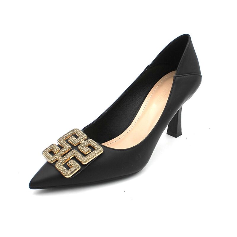 Giày Cao Gót Mũi Nhọn Phối Khóa Vuông Phong Cách Phương Tây Cho Nữ