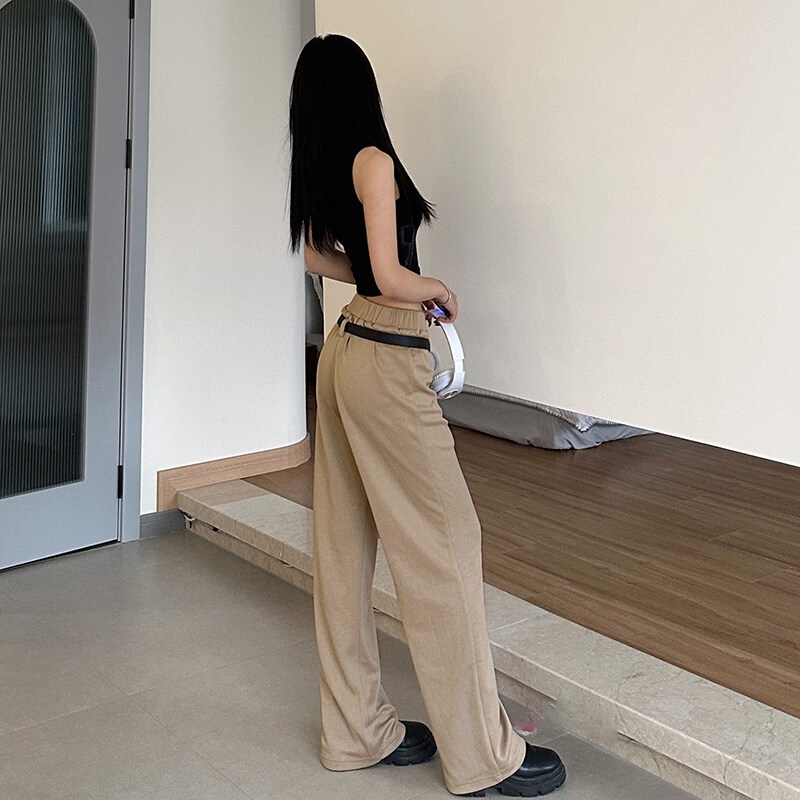 Quần ống rộng Lưng Cao Phong Cách Đường Phố Cổ Điển Thời Trang Kliou 2023 Mới