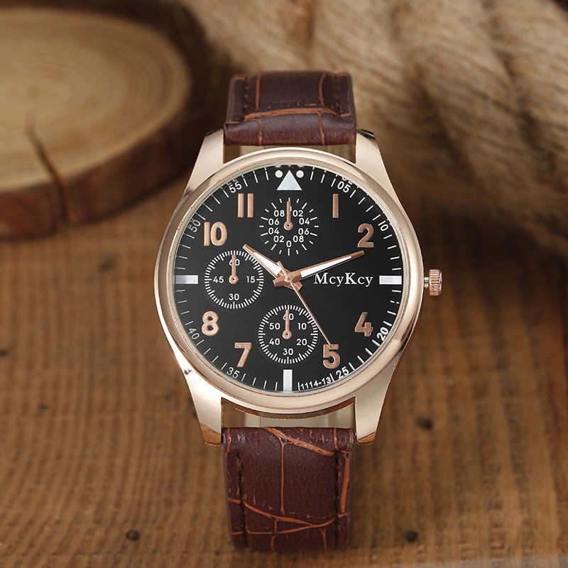 Đồng Hồ Quartz Nam Dây Da Có Hiển Thị Ngày