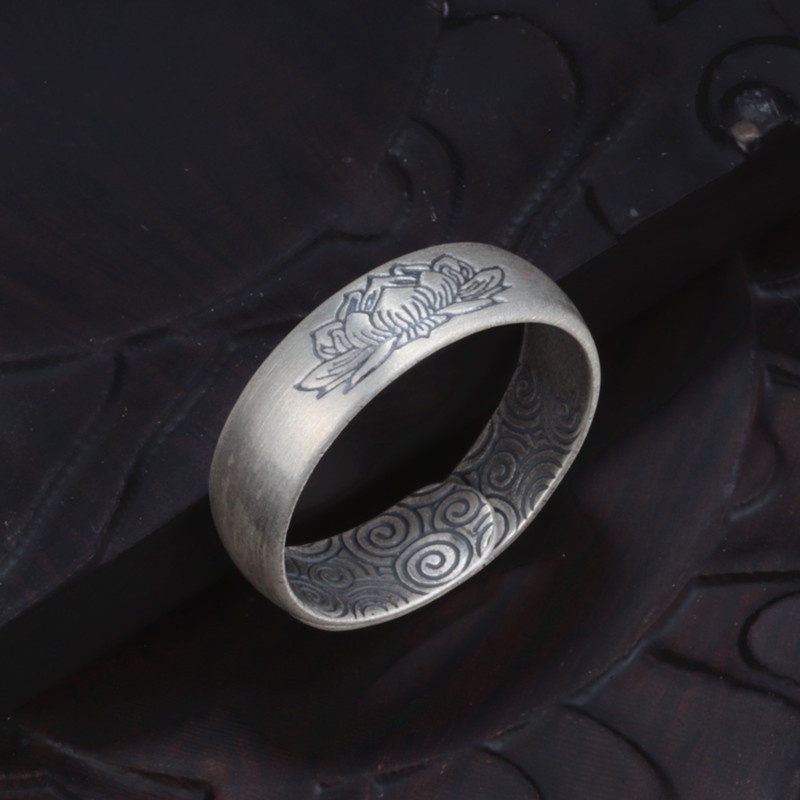 ♥Nhẫn Bạc Sterling Chính Hãng Hình Hoa Sen Đám Mây Độc Đáo Phong Cách Retro Cho Cặp Đô