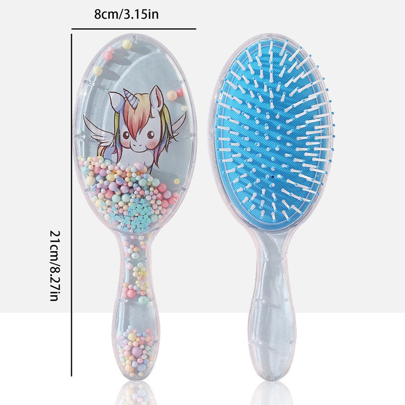 Lược Chải Tóc Hình Oval Cán Dài Màu Cầu Vồng Dễ Thương