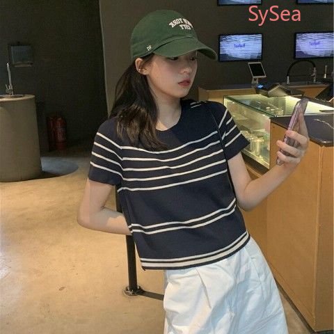 Áo Dệt Kim Cổ Tròn Kẻ Sọc Thời Trang Pháp Cho Nữ