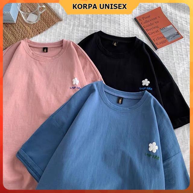 Áo thun tay lỡ form rộng hoa UNF Like - Unisex nam nữ đều mặc được